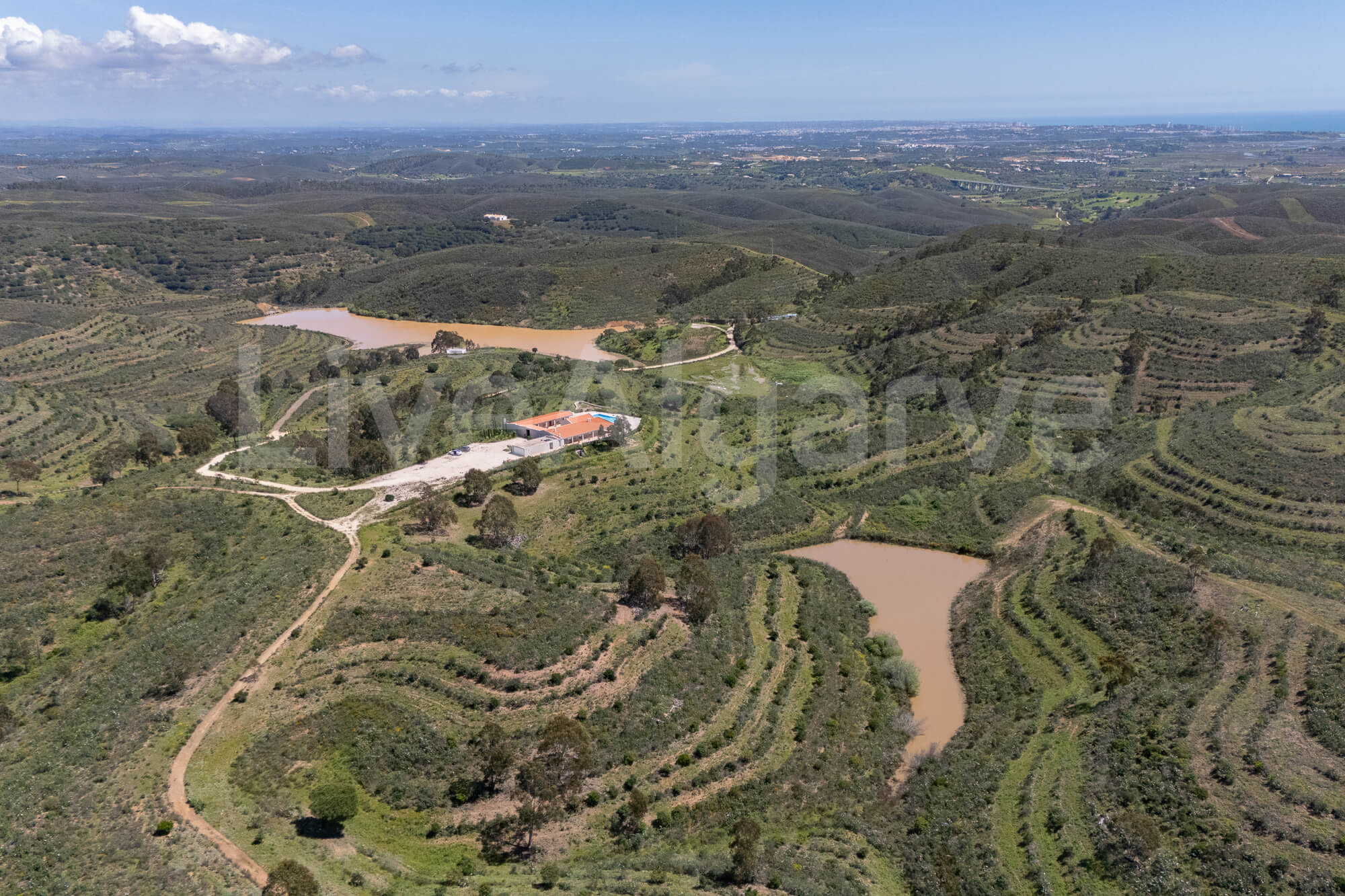 aerial shot of land for sale in Algarve Portugal